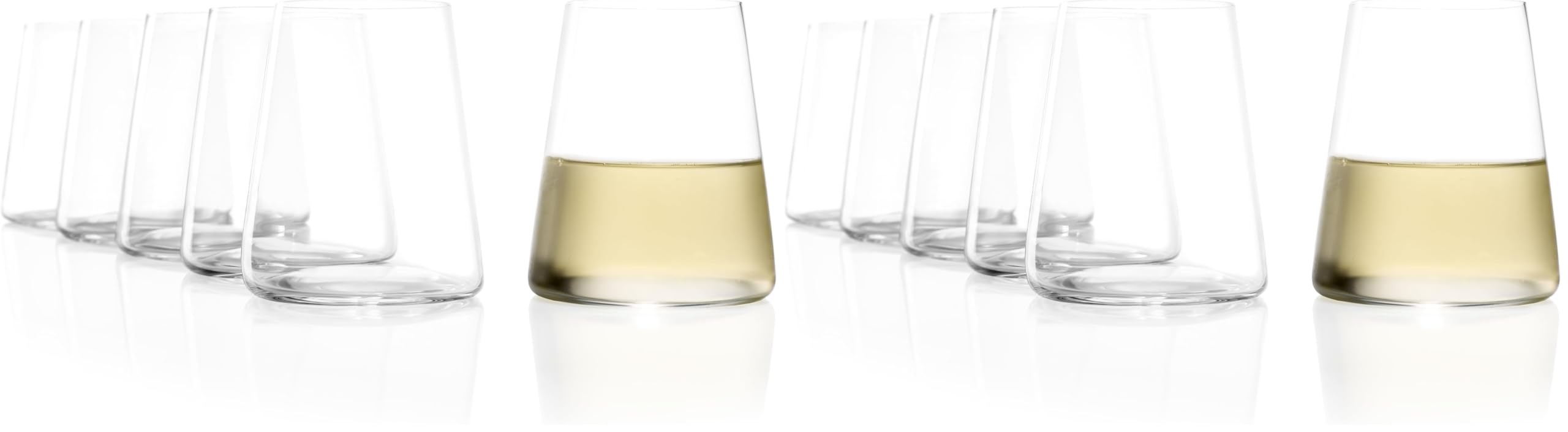 Stölzle Lausitz Weißweinbecher Power 6er-Set 380 ml – Moderne Weingläser ohne Stiel für maximale Aromaentfaltung – Flache Weißweingläser aus Kristallglas – Spülmaschinen- & Stoßfest, Made in Germany