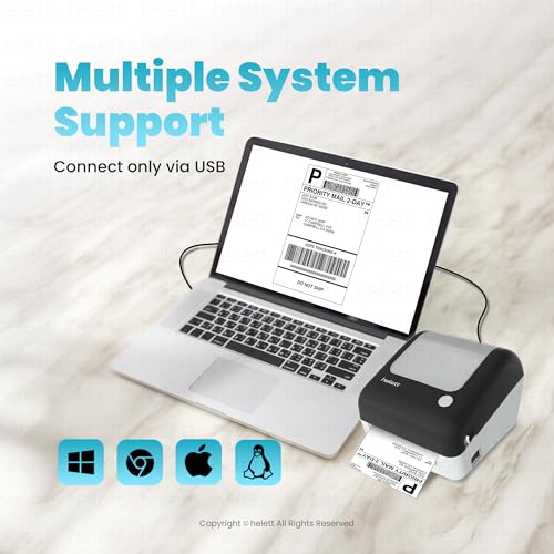 Image of Helett H30CPro Wireless(Bluetooth+USB)Thermal Label Printer with Inbuilt Paper Holder Compartment|4*6 Shipping Label &Barcode Label|203Dpi Resolution|152mm /s Speed|Connect Windows,Mac(1Year Warranty)