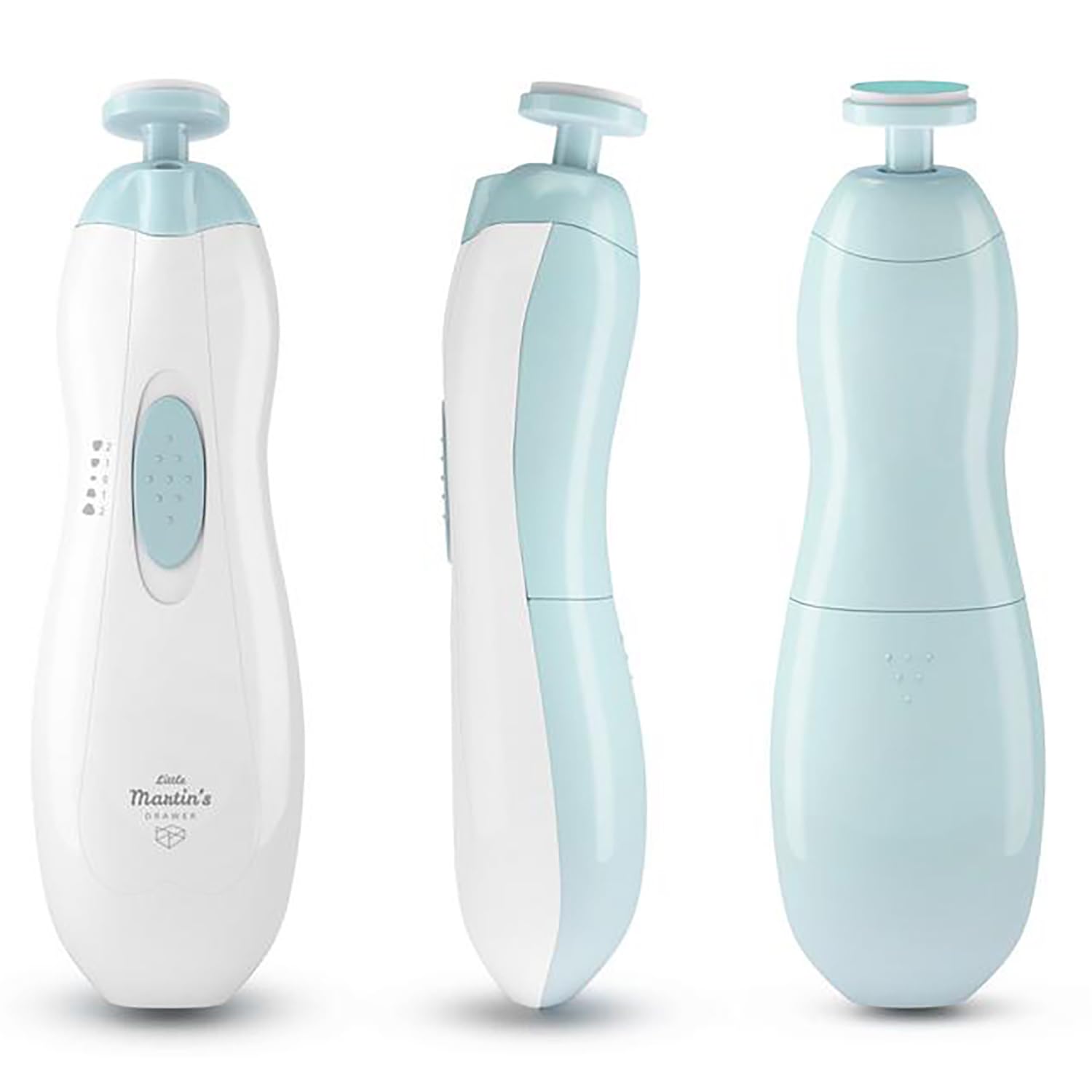 Little Martin's: Cortauñas eléctrico para bebé, azul, luz LED suave, velocidad ajustable, cabezales intercambiables, lima de uñas de dedos y pies, seguro para bebés y niños