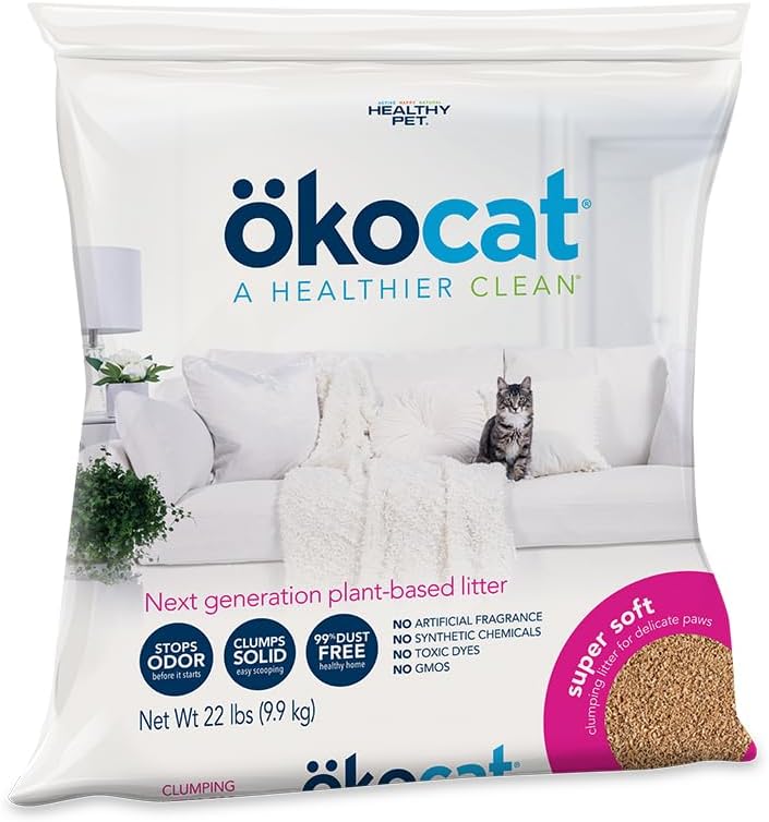 ökocat Super Soft Wood Clumping Cat Litter, Unscented, 22 pounds XL - Natural Ingredients, Stops Odor, Clumps Solid, 99% Dust Free, Great for All Cats, Sensitive Paws, Kittens XL 22 lbs Super Soft - Image 1 of 10