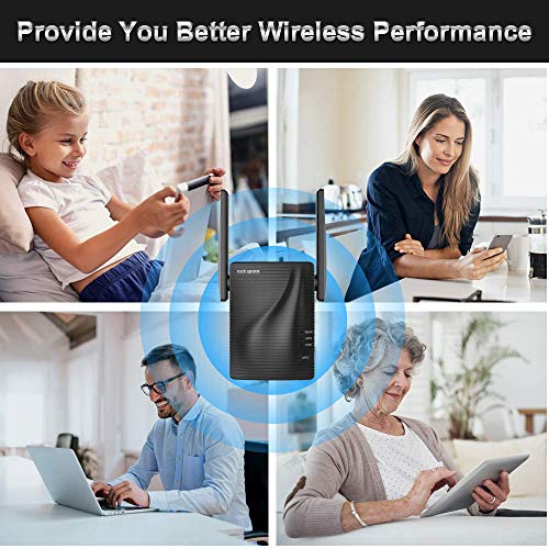 Product Image 1: rockspace 750Mbps WiFi Range Extender (RSD0607)-WiFi Extender Supports Dual-Band with Ethernet Port&WPS Button (Black)