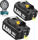 2X 18V 8000mAh Ersatzakku für makita akku und Arbeitsleuchte BL1860B BL1840 BL1830 BL1835 BL1850B...