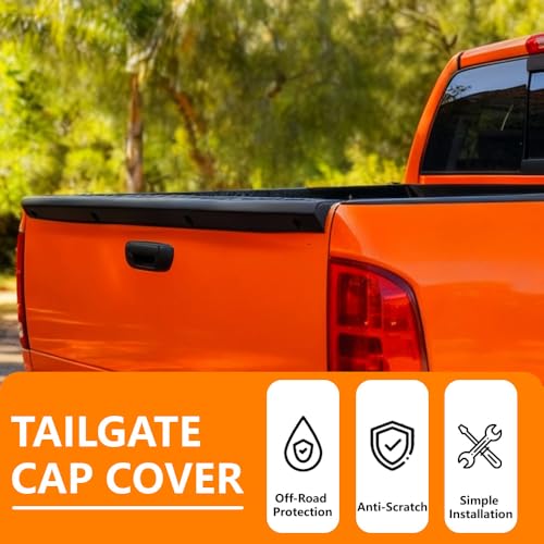 Image of G-PLUS Tailgate Cap Molding Trim | Compatible with Dodge Ram 1500 2002-2008 / Ram 2500 3500 2003-2009 Tailgate Top Protector Cover Matte Black #82209867