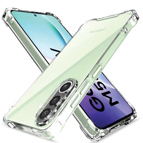 Image of Amazon Basics Back Cover for Samsung Galaxy M56 5G PC + TPU Clear Transparent Raised Edges Shockproof Protective Phone Bumper Case(Transparent)