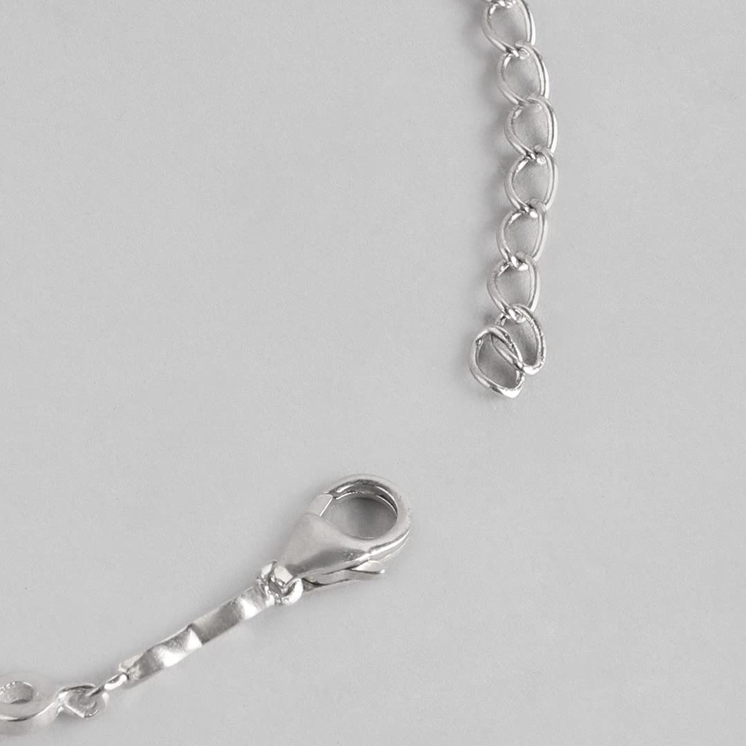 925 Silver CZ Rhodium Heart Bracelet Hallmark