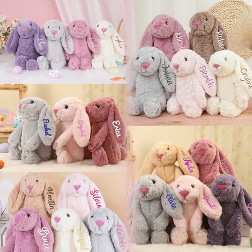 Personalized-Easter-Bunny-Custom-Bunny-Stuffed-Animals-With-Childs-Name-Handmade-Embroidered-Custom-Plush-Rabbit-Toy-for-Girls-Boys-Kids Personalized Easter Bunny Custom Bunny Stuffed Animals With Childs Name Handmade Embroidered Custom Plush Rabbit Toy for Girls Boys Kids