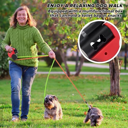 CHRI Hundeleine Doppelleine für 2 Hunde Rollleine Hundeleine 3m mit LED Licht für kleine Hunde bis zu 10kg Gewicht