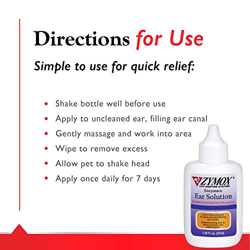 Zymox Enzymatic Ear Solution With 0.5-Percent Hydrocortisone, For Dog & Cat, 1.25 Oz #TOP5