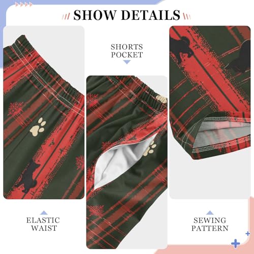 Pajama Bottoms, Christmas Plaid Pattern Sleeping Pant Lounge Wear Pajamas Long Pants Sleepwear PJS4