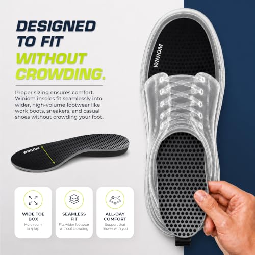 Image of Flat Feet Insoles Men & Women - Orthotic Shoe Inserts with Arch Support for Flat Feet, Overpronation Insoles with Shock Absorption for Heel and Foot Pain Relief (Charcoal (2 Pairs), M9-9.5 /W11-11.5)
