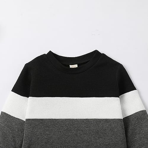Image of Kid Toddler Boy Clothes Color Block Sweatshirt and Casual Pants 2Pcs Boys Fall Winter Outfits 1-5T