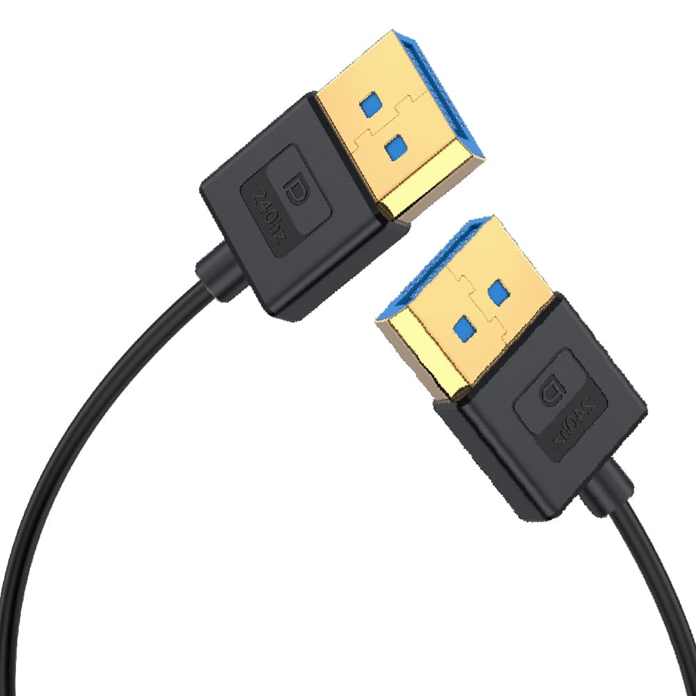 Kework 1ft DisplayPort UHD Silicone Cable, OD 3.8mm Ultra Thin HDMI DisplayPort 1.4V Cord, Straight Male to Straight Male DP 32.4Gbps Ultra High Speed Cable, 8K@60Hz