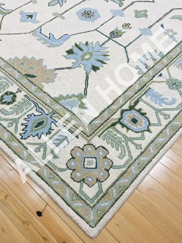 Tapete Alfombra Lana AH Allen Home 8x10 Verde y Beige miniatura 5
