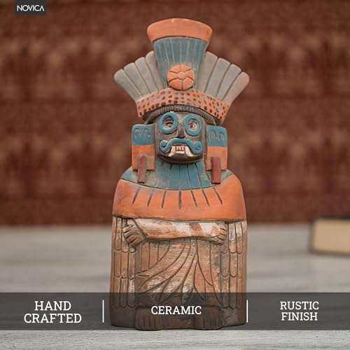 Escultura Cerámica Rústica Tlaloc México 8.25 pulg miniatura 3