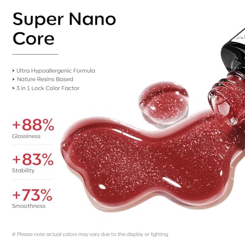 Image of modelones Glitter Gel Nail Polish Pastel Burgundy Red Gel Nail Polish Soak-Off UV Gel Polish - 28+ Days Long-Lasting Salon-Quality Nail Art for Spring & DIY Manicure & Gift 15ML