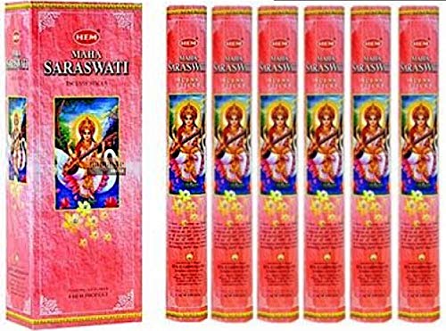 Maha Saraswati - Box of Six 20 Gram Tubes (120 Sticks) - HEM Incense