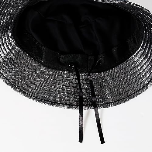 Image of Unisex Metallic Bucket Hat Waterproof Holographic Bucket Hat Fishing Hat Trendy Hip Pop Sun Cap