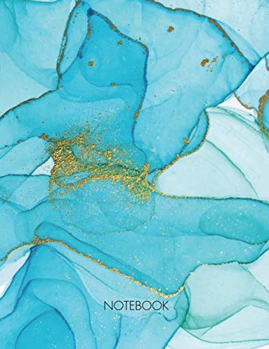NoteBook: Lined Notebook Journal - splash watercolor with gold lines and sparkles - 120 Pages - Large (8.5 x 11 inches)