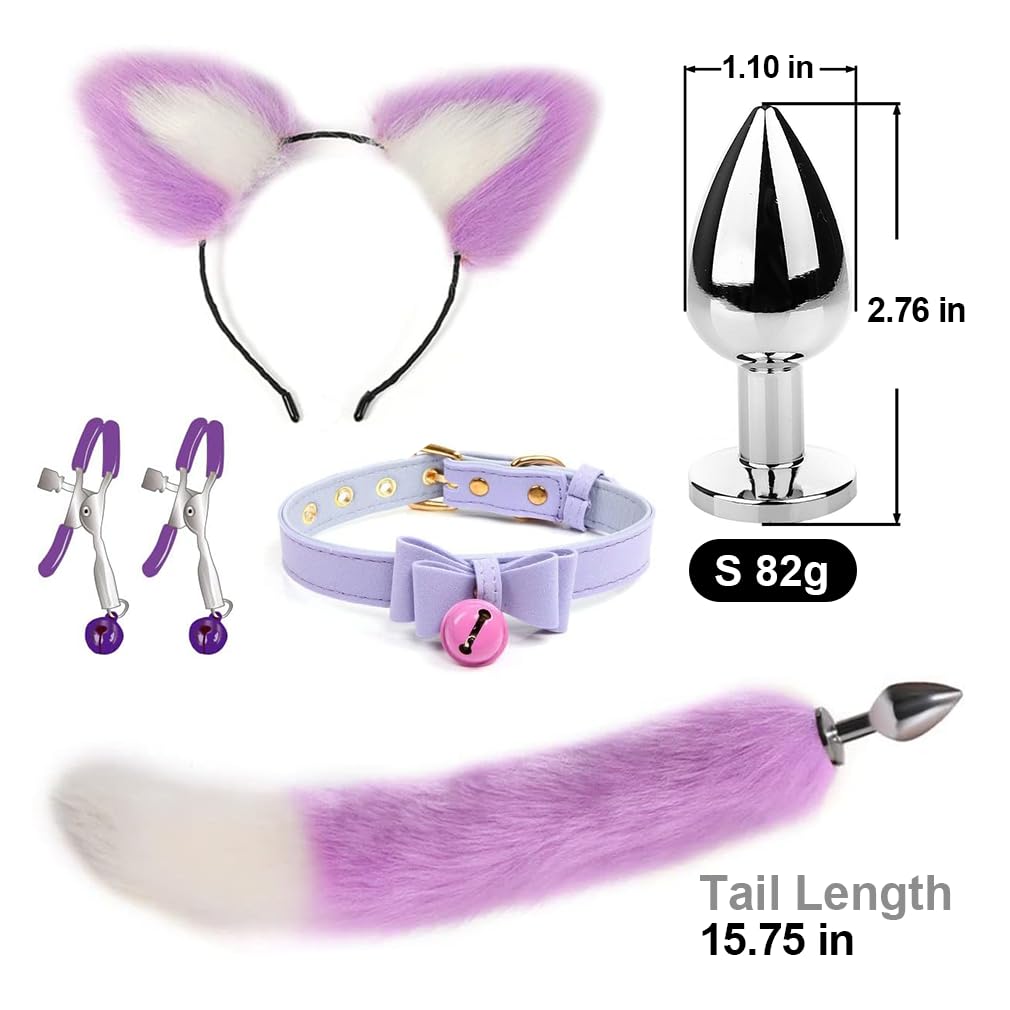Amazon.com: Costume Accessory Anal Plug Set Fox Animal Butt Plug Tail  Adults Plush Cat Ears Headband Choker Nipple Clamps Faux Fur Tail Adult Sex  Play Toys for Women Sex Pleasure Purple :