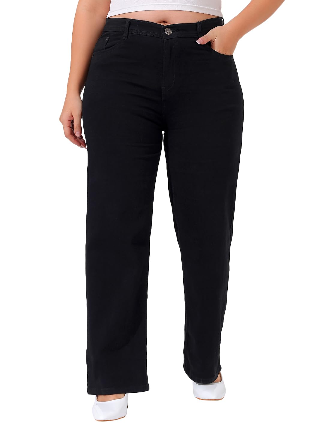 Women's High Rise Denim Stretchable Straight Fit Plus Size Jeans