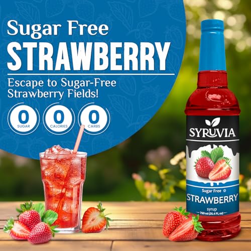 Syruvia SY-5534 Sugar-Free Strawberry Syrup - 25.4 Fl Oz. Premium Flavoring Syrup. 0 Calories thumb #1