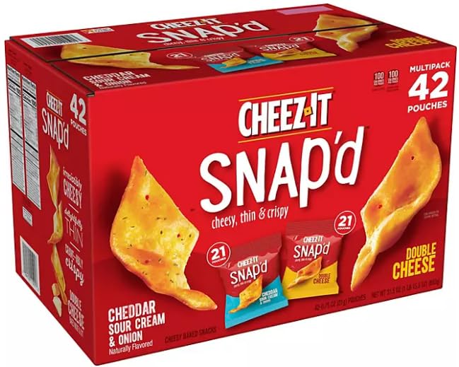 Chee3zz-It! Snap'd, Cheddar, Sour Cream & Onion Crackers, 0.75 oz., 42 Pack Variety
