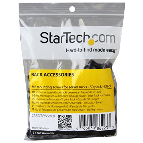 Image of StarTech 50-pack M6 12mm Screws, Mounting Screws for 19 inch or 10 inch Server Racks, Cabinets and Enclosures, Black - TAA