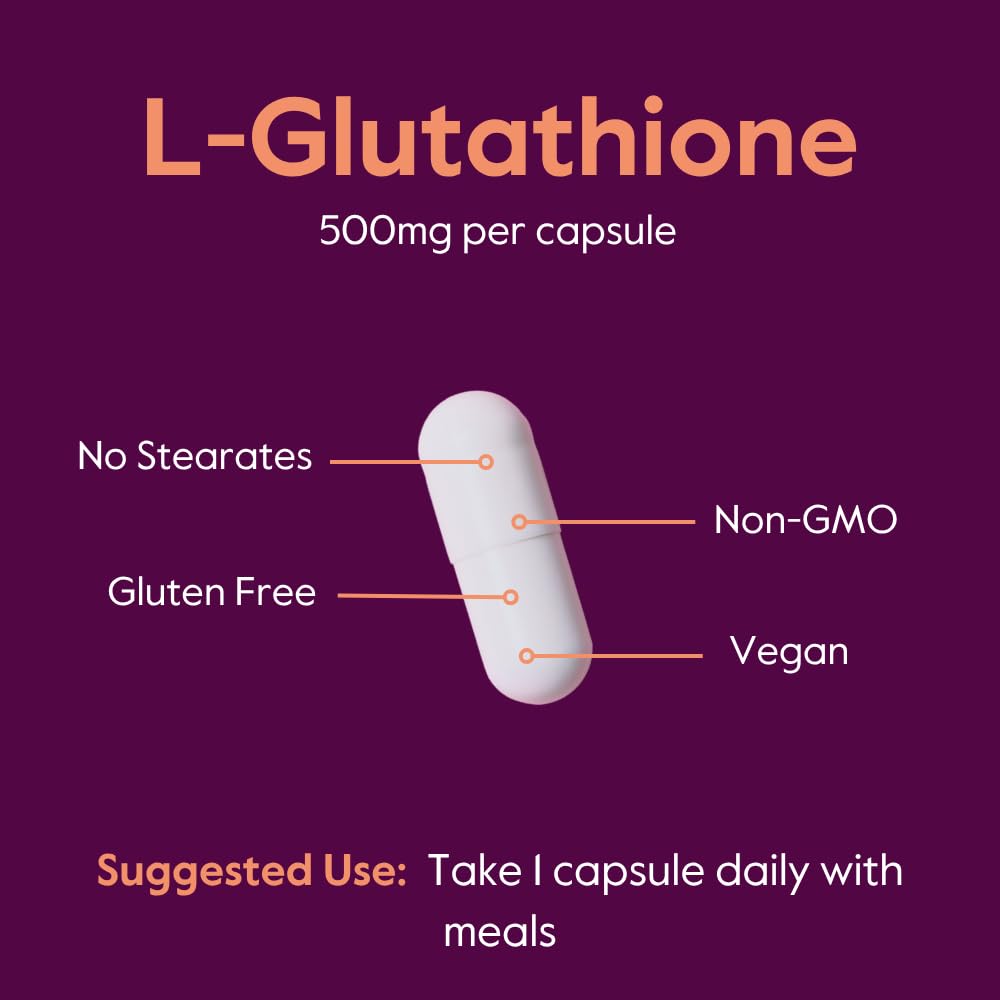 Amazon.com: BESTVITE L-Glutathione 500mg (60 Vegetarian Capsules) - No  Stearates - Vegan - Non GMO - Gluten Free : Health & Household