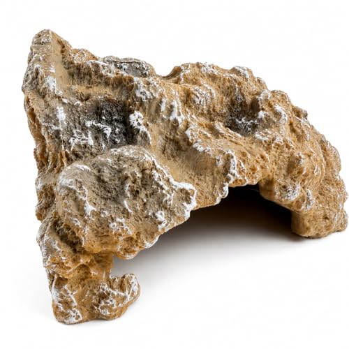 Reptile Hide Rock Cave Medium Resin Corner Hideout for Growing Leopard Geckos Juvenile Snakes Small to Medium-Sized Lizards & Terrestrial Invertebrates Natural Terrarium Tank Decor
