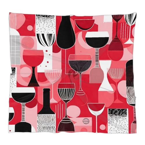 YPPAHHHH Abstract Red Wine Glass Silk Scarf for Women Girls Hair Head Silk Scarf Square Purse Satin Scarves Bandana Wraps