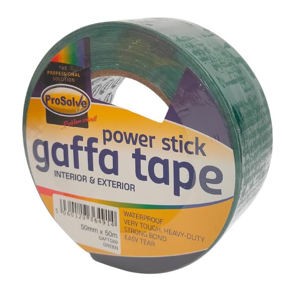 Generic ProSolve 50mm x 50m Waterproof Gaffa Tape Roll - Gaffa Cloth Tape for Multipurpose Use (10, GREEN)