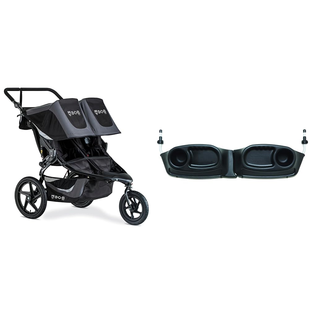 BOB Gear Revolution Flex 3.0 Duallie Double Jogging Stroller, Graphite Black + BOB Gear Snack Tray for Duallie Jogging Strollers, Black