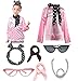Child 1950s 50's Pink Ladies Jacket Outifit Accessories Set