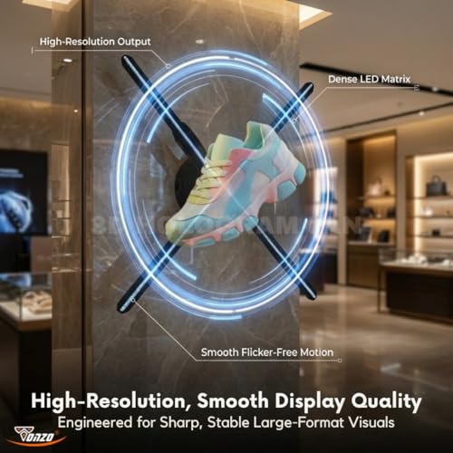 Image of TONZO 80 cm 3D Hologram Fan Display | 4 Blade LED Holographic Advertising Projector with App & Remote Control, Video & Photo Display | Digital Display for Shop, Store Signs, Bar, Events & Promotion