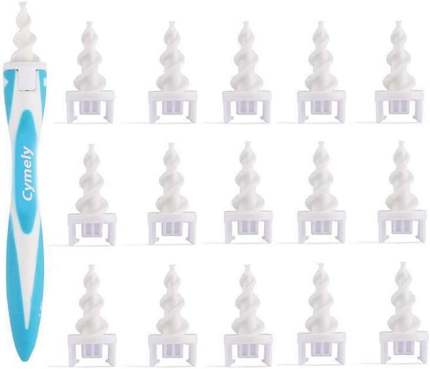 Ear Wax Removal Tool Smart Ear Cleaner Spiral Earwax Remover Swab Kit Safe and Flexible 16 PCS Spiral Tips Soft (Navy Blue)