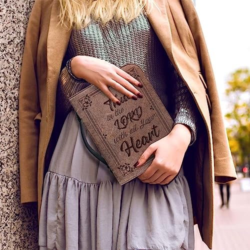 Image of Talayituse Bible Covers for Women Men PU Leather Bible Case Bible Bag Tote Book Carrying Case Christian Bible Accessories, Brown Trust in the Lord, Large