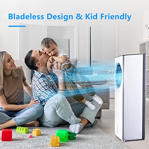 Evaporative Air Cooler-3-In-1 Portable Air-Cooling Fan, Instant Cool & Humidify With 3 Speeds, 8H Timer, 3 Modes, No Noise Tower Fan, No Dust, Bladeless Fan For Large Room Office (White) #TOP2