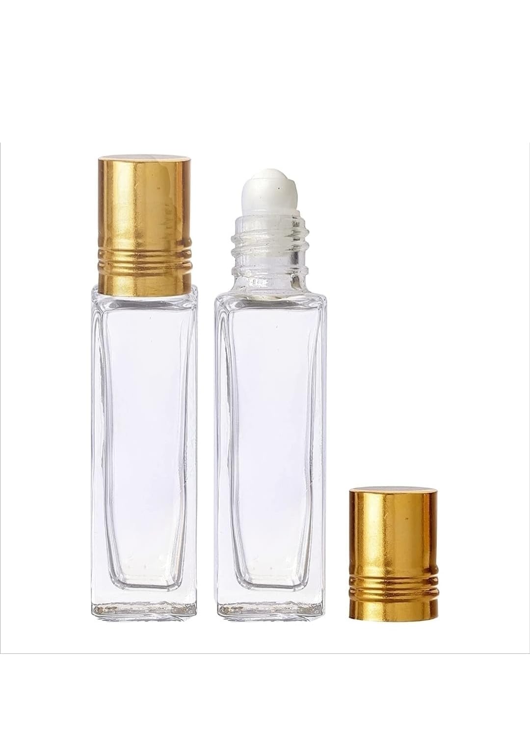 Roll on Reusable Empty Roll on Glass Bottles, 10ml, Golden Cap, with Extra Dropper, for Essential Oils, Perfumes, Attar, Lip Balm, Pack of 50-image-29