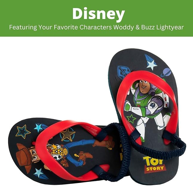 Image of Disney Girls Boys Character Flip Flops Sandals Kids Water Shoes - Minnie Mickey Moana Toy Story Frozen Cars Encanto Princess Thong Beach Slides Slip On Quick Dry (Toddler-Little Kid)