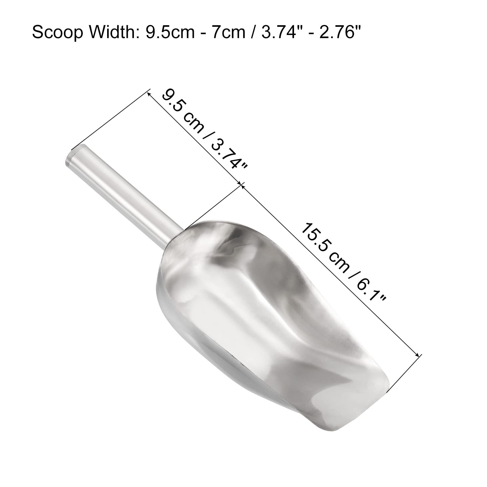 PATIKIL Paletta Per Ghiaccio In Acciaio Inox - Piccola 9.5x3.3 Cm - Multiuso Per Cubetti Farina Caffè - Argento - 4