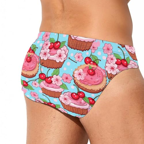 Cute Cupcakes Men's Swimsuit Brief Quick Dry Bathing Suit Underwear Beach Swimwear Swimming Trunks2
