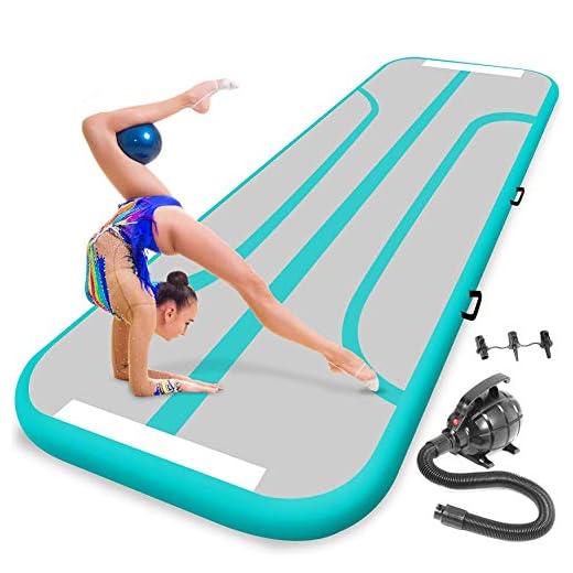 SereneLife Gymnastics Inflatable Air Tumbling Mat - 13 Ft Outdoor/Home Indoor Gymnastics Mat Air Track Tumbling Mat - Floor Tumble Track Mats for Gymnastics, Yoga, Cheerleading SLGM4A (Aquamarine)