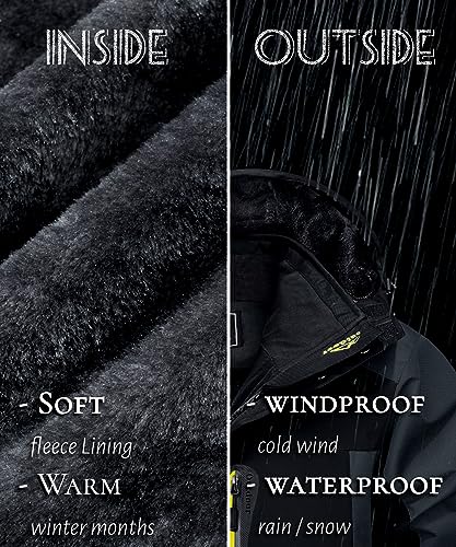 TACVASEN Heren Warme Skijas Gevulde Winterjas Waterafstotende Functiejas Met Losneembare Kap - Afbeelding 6