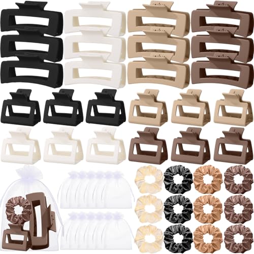 Yuxung 24/48/96/144Pcs Neutral Hair Claw Clips Set Hair Clips Scrunchies Bulk Gifts for Women Bridesmaid Proposal Gifts Bulk for Bachelorette Wedding Party Favors (Square)