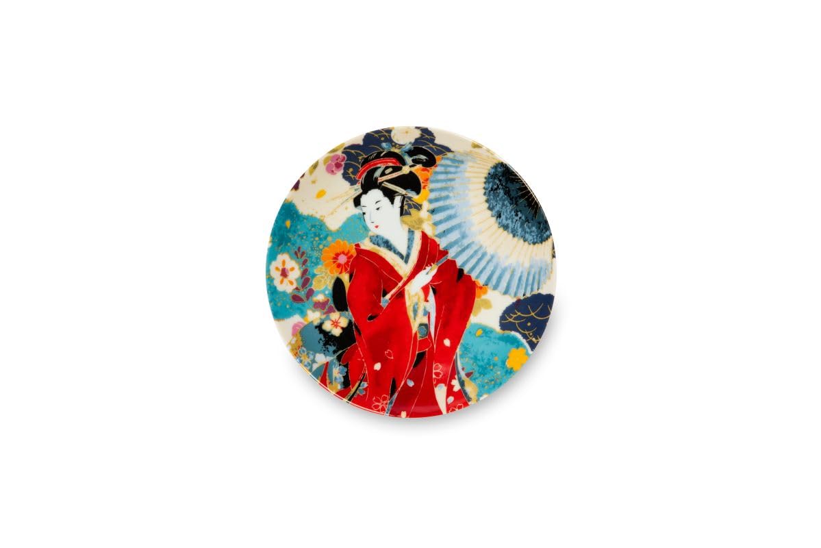 Excelsa Kimono - Juego de 6 platos de porcelana para aperitivos y postres, diseño japonés decorativo