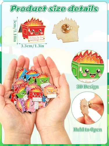 Image of JUNEBRUSHS 28pcs Positive Enamel Dumpster Fire Brooch Pins Inspirational Lapel Pins for Coworker Appreciation Gifts Party Supplies Clothes Decor Accessories（7colors）