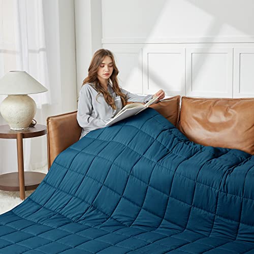 CYMULA Weighted Blanket for Adults (12lbs 48"x72" Twin Size) - Cooling Breathable Heavy Blankets for Summer Winter - Ultra Microfiber Soft Comfort Throw with Glass Beads - Gifts for Men/Women