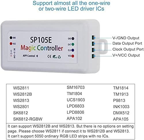 Miniatura 2 de SP105E inalámbrico Bluetooth Magic Dream Color LED Light Controller para WS2811 WS2812B WS2815 WS2813 WS2801 SK6812 WS2815 módulo de píxeles de tira
