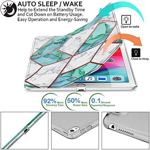 Image of DuraSafe Cases for iPad 10.5 Inch 2017 Air 3 2019 [ PRO 10.5 Air 3rd Gen ] A1701 A2152 A2123 MUUL2HN /A MUUK2HN /A MUUJ2HN /A MQDX2HN /A PrintediPad Cover Translucent Frosted Hard Back - Marble Green