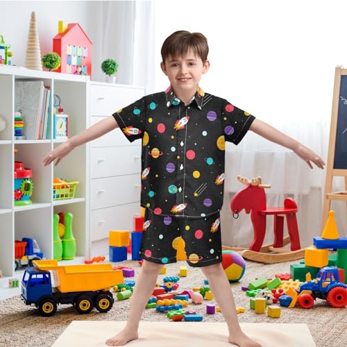 Image of visesunny Boys Hawaiian Shirt and Short Set Summer Outfit Kids 2 Piece Clothes Set 3-10Y